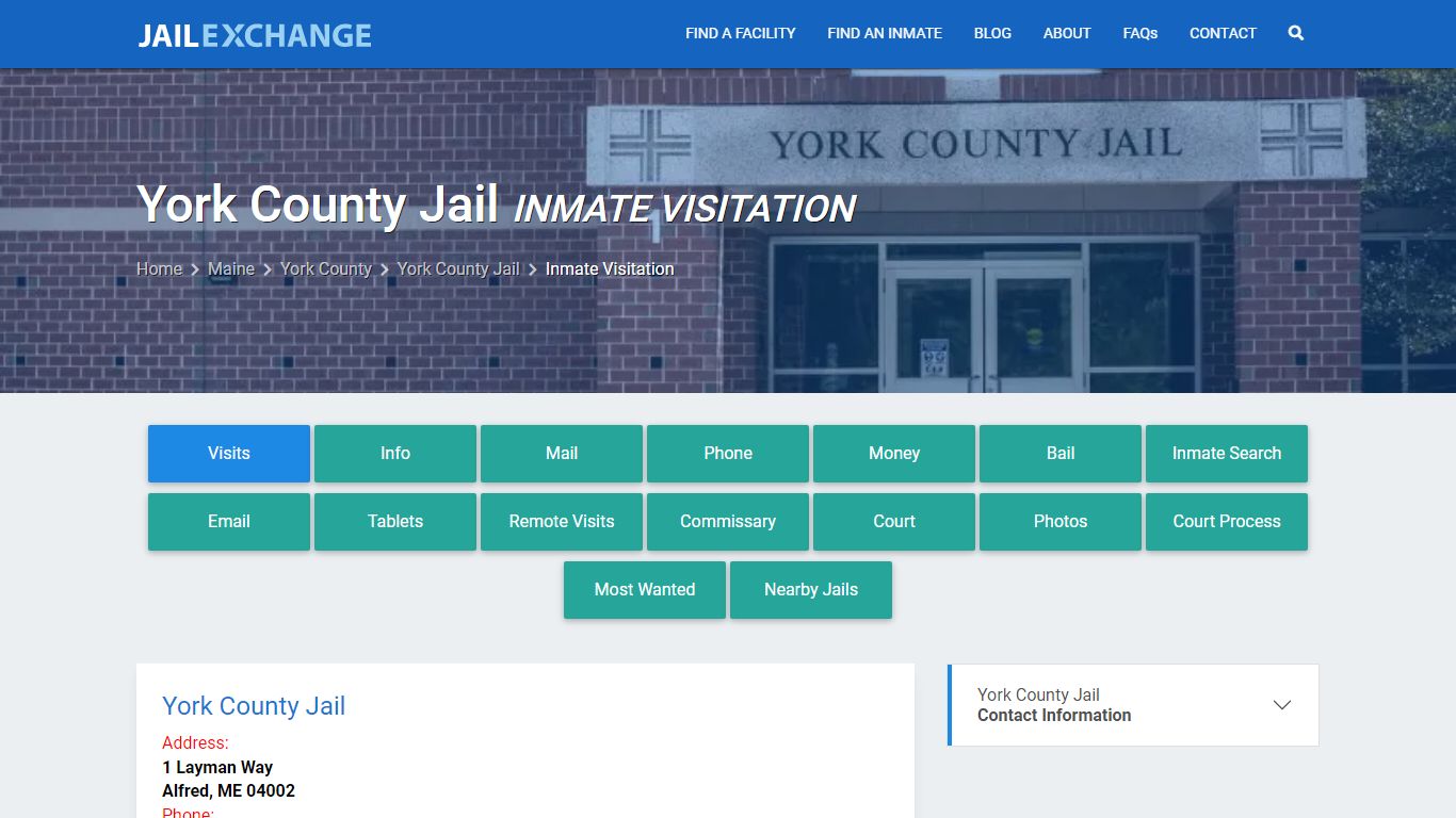 Inmate Visitation - York County Jail, ME - Jail Exchange